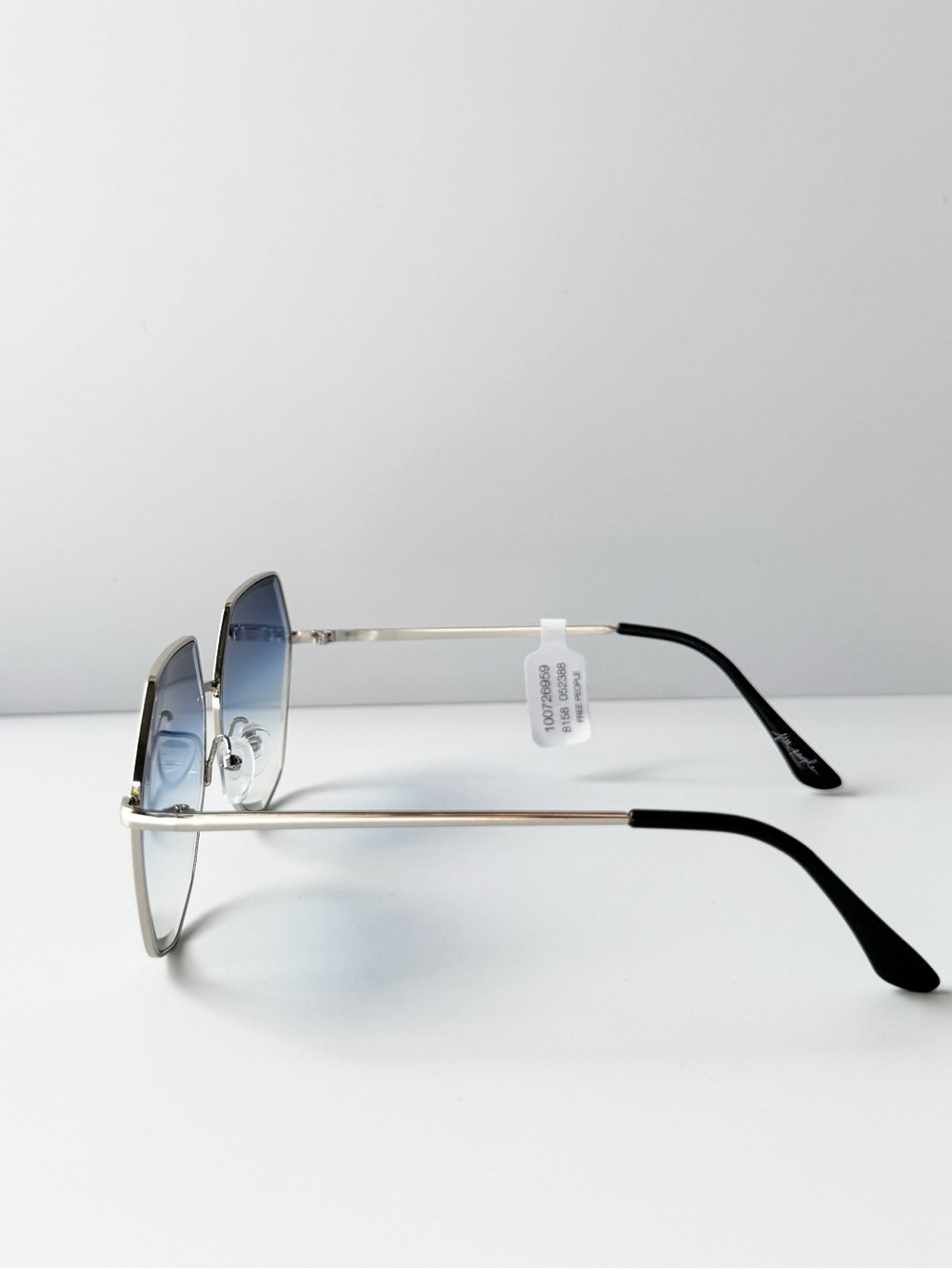 Free People Jolene Oversized Hexagonal Sunglasses in Blue/Silver | NWT - Picture 4 of 7